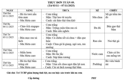 THỰC ĐƠN TUẦN 9