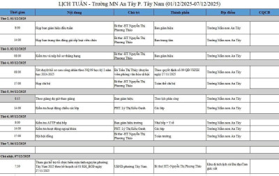 LỊCH LÀM VIỆC TUẦN TỪ 01/12/2025-07/12/2025