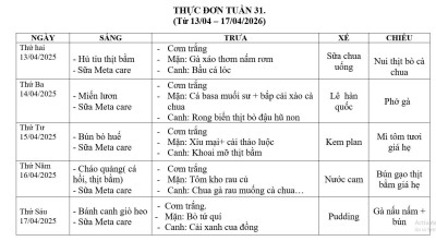 THỰC ĐƠN TUẦN 31