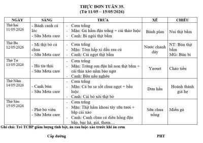 THỰC ĐƠN TUẦN 35