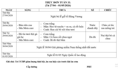 Thực đơn tuần 33
