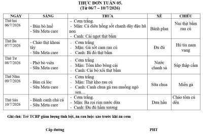 THỰC ĐƠN HÈ TUẦN 5