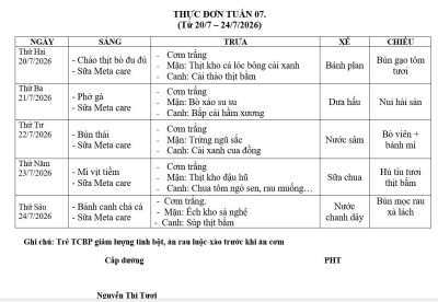 THỰC ĐƠN HÈ TUẦN 7