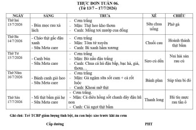 THỰC ĐƠN HÈ TUẦN 6
