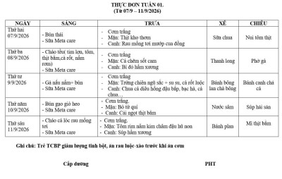 THỰC ĐƠN TUẦN 01