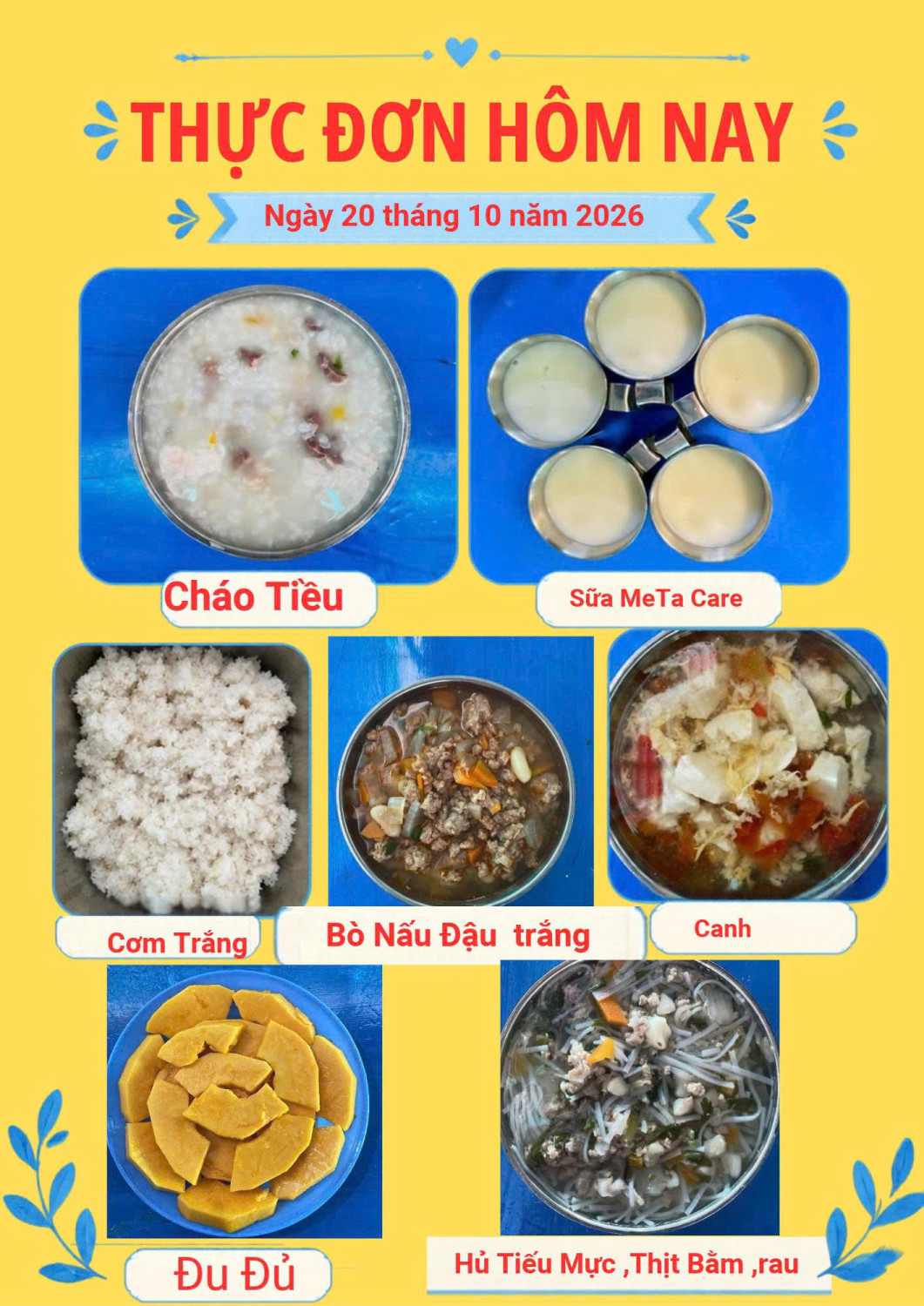 THỰC ĐƠN NGÀY 20/10/2026