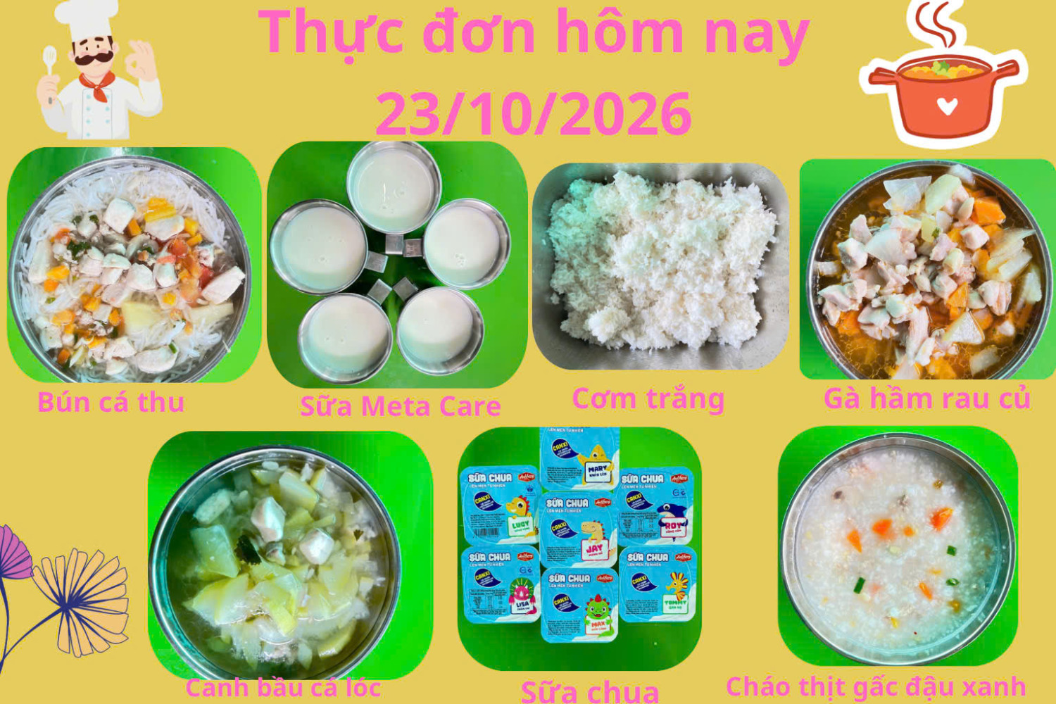 Thực đơn ngày 23/10/2026