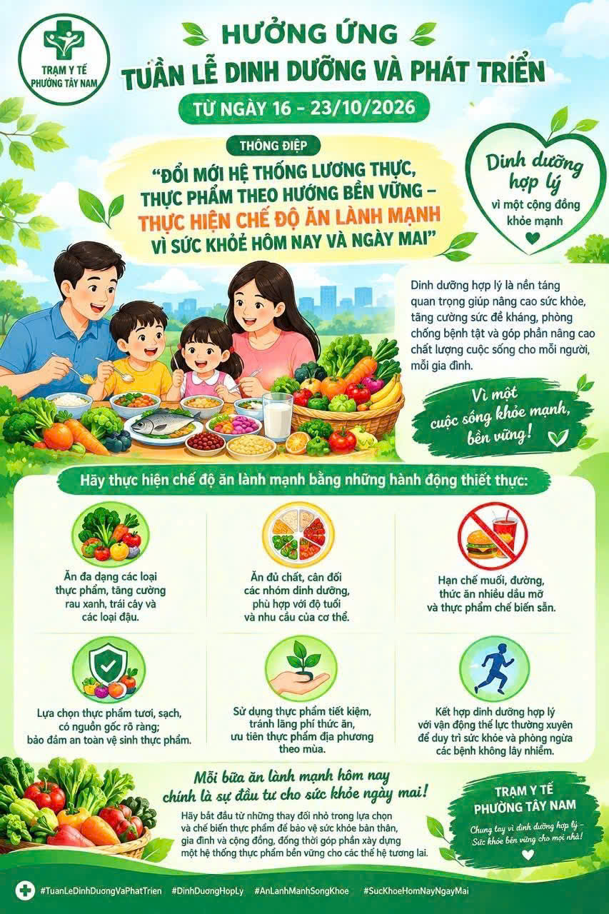 HƯỞNG ỨNG TUẦN LỄ DINH DƯỠNG VÀ PHÁT TRIỂN (16–23/10/2026)